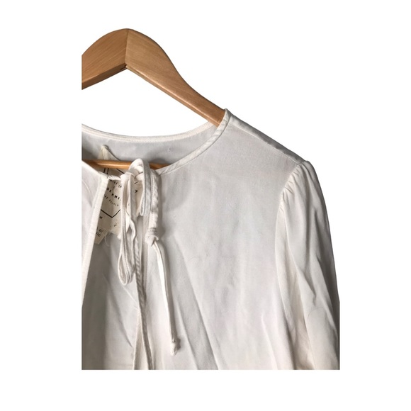 Free People | White keyhole self tie chest blouse flare sleeves • - Picture 5 of 8